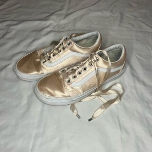 light pink/cream satin vans!